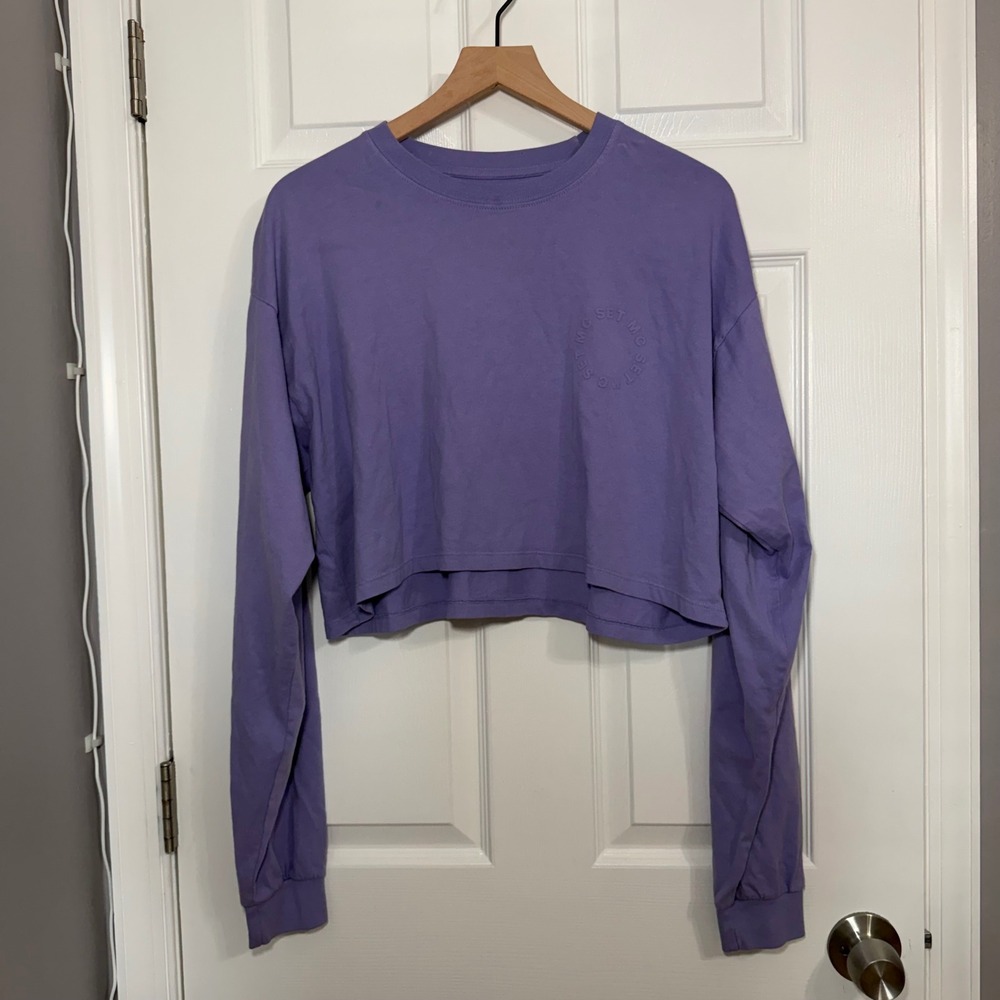 Set Active x Madelyn Cline Purple Cropped Long Sleeve Tee One Size Cotton